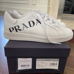 Prada white leather sneakers
